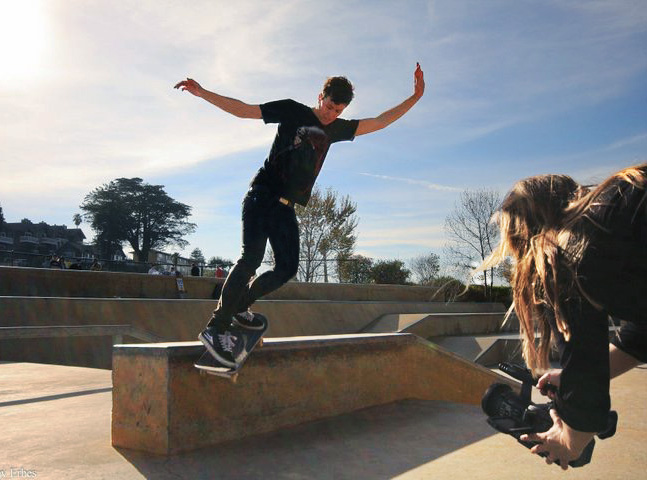 Kenna Gallagher attempting a Backside Smith Grind. Photo courtesy of Kenna Gallagher.